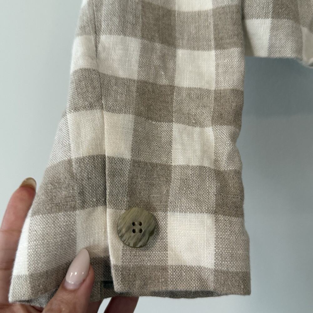 Vintage JH Collectibles 100% Linen Gingham Cropped Women Blazer Size 12 - Picture 7 of 12